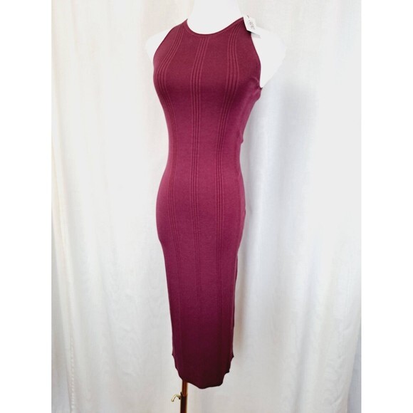 NEW! L'Agence Shelby Bodycon Dress Knit Stretch Sleeveless Burgundy Midi XS - Picture 1 of 10